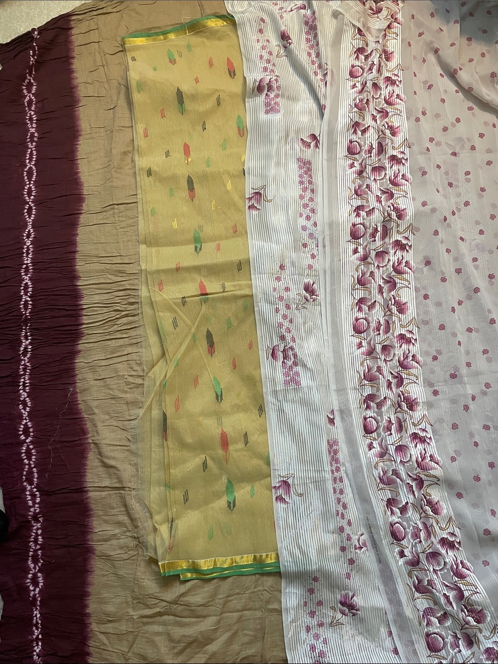 Bundle of 4 pieces of fabric India boho sewing crafting